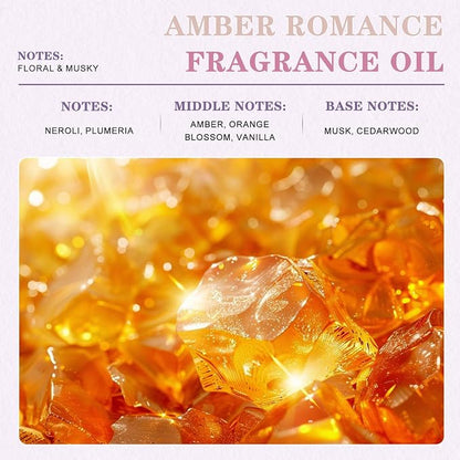 EUQEE Amber Romance Fragrance Oil, 100ml/3.38 Fl Oz Essential Oil for Home, Long Lasting Aromatherapy Oil for Diffuser, Candle Making, Soap Making, Laundry, Home Fragrance Gift