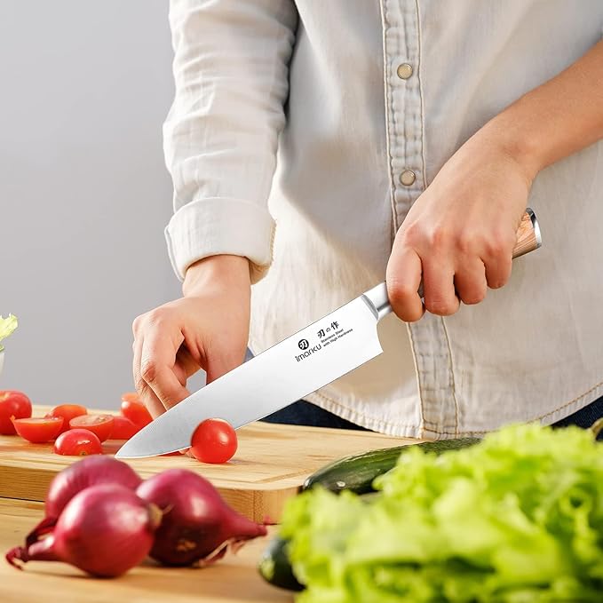 imarku Chef Knife - Pro Kitchen Knife 8 Inch Chef's Knives Japanese SUS440A Stainless Steel Sharp Paring Knife with Ergonomic Handle, Golden Handle, Birthday Gifts for Men and Women,Gyutou Knives