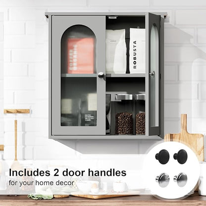 Bathroom Wall Cabinet,Medicine Cabinets Wall Mounted with Arched,Bathroom Medicine Cabinet Over Toilet,Surface Mount Medicine Cabinet for Laundry Room,Kitchen,Grey Storage Cabinet 22x23