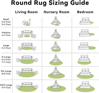 OLANLY Grass Green Round Rugs for Bedroom - Machine Washable, 8 ft Circle Area Rugs for Living Room, Soft and Fluffy Shaggy Carpet for Teen Girls and Boys, Nursery Rooms, Dorms, Home Decor Aesthetic