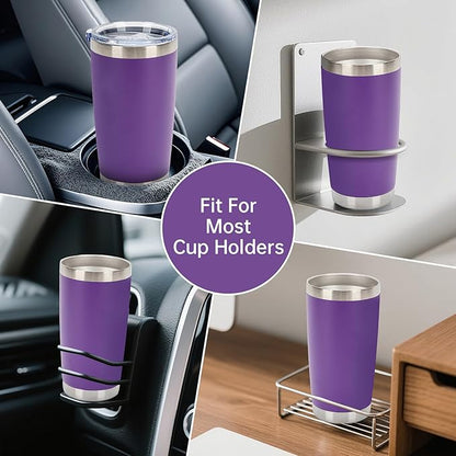 IEOVIEE 32 Pack, 20oz Stainless Steel Bulk Tumblers with Lids and Straws, Double Wall Insulated Travel Coffee Mug, Durable Powder Coated Tumbler Bulk Cup for Cold and Hot Drinks(Purple)