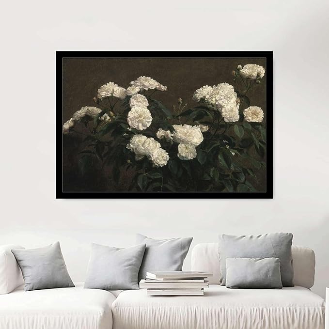 SENLYCH Wall Art Canvas Print Flower Painting French Country Decor Vintage Painting Antique Flower Print Vintage Flower Print Living Room and Bedroom Decoration 8x12inch Solid Wood Frame