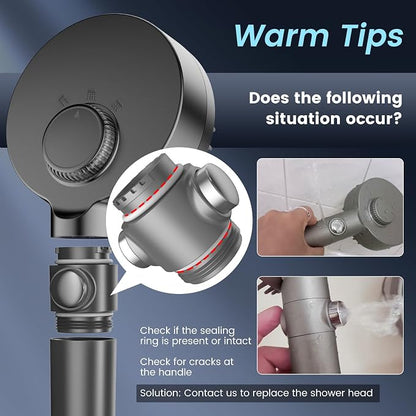 PWERAN Filtered Shower Head with Handheld, High Pressure 4 Spray Mode Showerhead with Filters, Water Softener Filter Beads for Hard Water with ON/OFF Switch for Pets - Remove Chlorine (Gray)