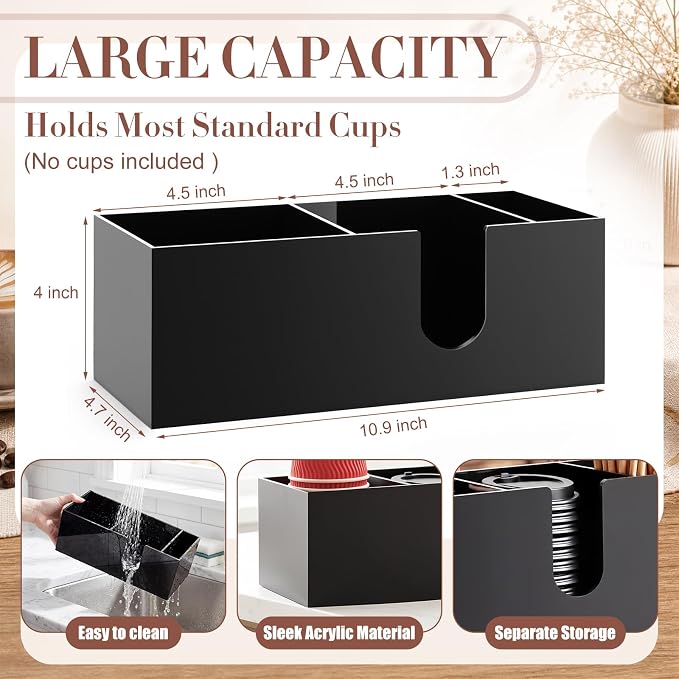 Coffee Pod Drawer Organizer with Black Station Organizer Compatible with Nespresso Vertuo Acrylic Coffee Capsule Holder Drawer Machine Accessories 40 Pods