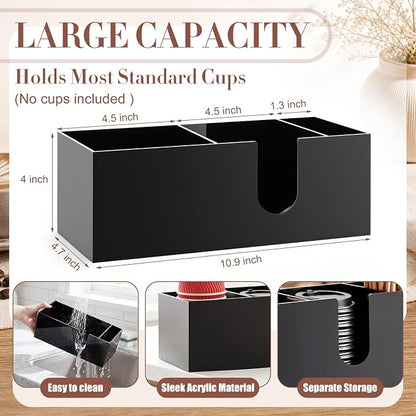Coffee Pod Drawer Organizer with Black Station Organizer Compatible with Nespresso Vertuo Acrylic Coffee Capsule Holder Drawer Machine Accessories 40 Pods