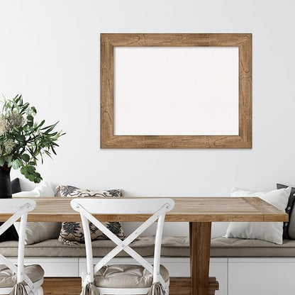 Amanti Art White Cork Board for Wall, 26x34 Vision Board with Brown Wood Frame, Medium Corkboard Office Decor for Home Organization, Rustic Farmhouse Corkboard Pinboard to display items for home