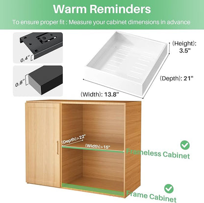 4 Pack Pull out Cabinet Organizer, 21"Deep, Heavy Duty Full-extension Slide out Drawers for Kitchen Cabinet, Roll out Shelf Storage with Nano Adhesive for Pots, Bathroom, Pantry, Home, White