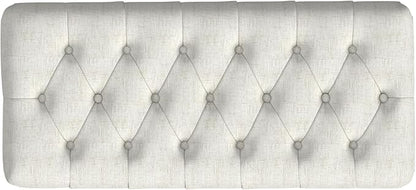 Homepop Home Decor | Tufted Ainsley Button Storage Ottoman Bench with Hinged Lid | Ottoman Bench with Storage for Living Room & Bedroom, Cream Textured Solid