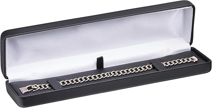 Bracelet Gift Box – Luxury Black PU Leather Jewelry Display Case with Satin Lining – Elegant Long Box for Chain Bracelet or Anklet – Perfect for Wedding, Engagement, Anniversary, Birthday