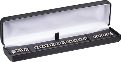 Bracelet Gift Box – Luxury Black PU Leather Jewelry Display Case with Satin Lining – Elegant Long Box for Chain Bracelet or Anklet – Perfect for Wedding, Engagement, Anniversary, Birthday