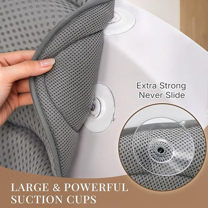 Bath Pillow, Luxury Bath Pillows for Tub, Relaxing Bathtub Pillows for Head and Neck Support, with 4D Air Mesh Fabric and Powerful Suction Cups, Great Bath Tub Accessories, Gray