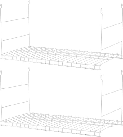 Rubbermaid Universal Closet Custom Wire Hanging Storage Shelf Durable Steel Clothes Rack Accessory Attachment, 24 Inch Long, 2 Pack, White