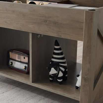 VINGLI Farmhouse Lift Top Coffee Table, Rustic Grey with Storage Shelf/Hidden Compartment, Mesa De Centro para Sala, Rustic Brown (Grey, 40" L)
