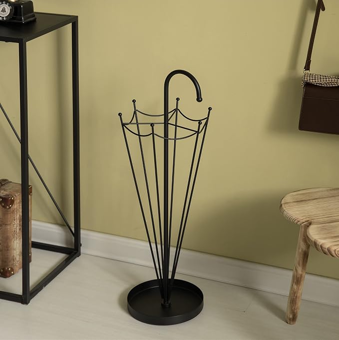 Vintiquewise Black Umbrella Holder for Entryway, Creative Umbrella Stand Indoor Outdoor, Floor Standing Umbrella Rack, Cane Stand