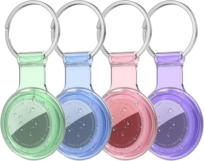 Compatible with AirTag Holder Case Keychain 4 Pack, for AirTag 1st & 2nd Generation Key Chain Ring Case Cover for Air Tag Holder GPS Tracker Item Air Tags Finders Air Tagholder for Kids,Bags,Luggages
