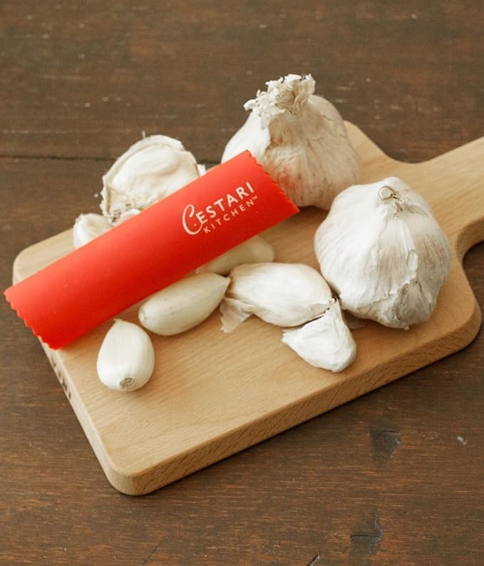 Cestari Silicone Garlic Peeler Roller Tube – Effortless Garlic Skin Remover for Home Cooks & Chefs – BPA-Free, Odor-Resistant, Dishwasher Safe Kitchen Tool – Fast, Mess-Free Prep – Red