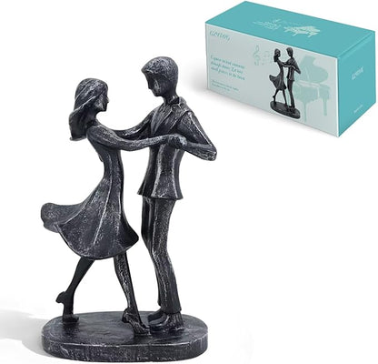 Wedding Anniversary Engagement Gifts for Couples, Room Decor Love Figurines, Black Resin Couple Dancing Sculpture, Aesthetic Statue Knick Knacks for Bedroom, Living Room, Desk, Coffee Table