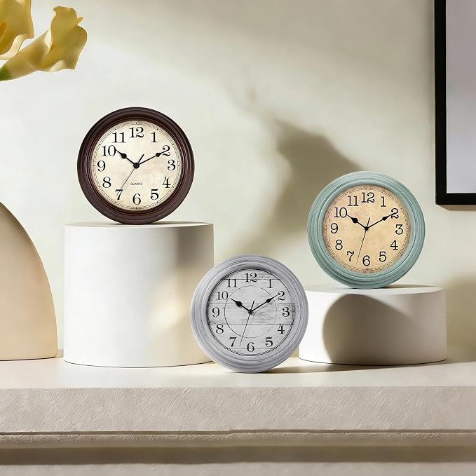 Wall Clock, 12 Inch Kitchen Decorative Wall Clock, Silent Wall Cocks Battery Operated Non Ticking with Large Numbers Easy to Read for Home Bathroom Office(Grey)