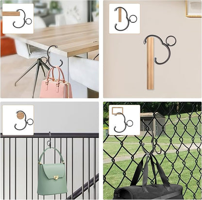 Purse Hook for Table 2-in-1 Anti Slip Purse Hook, Table Purse Hook with Gift Box, Heavy Duty Bag Hook Available for Women and Men Gifts (Black)