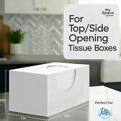 Tissue Box Cover Rectangle - Tissue Box Holder Rectangular - Compatible with Puffs - Acrylic White Bathroom Accessories Décor