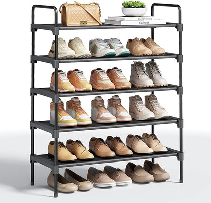 Kitsure Shoe Rack for Closet, Shoe Organizer for Front Door Entrance, Stackable Shoe Shelf, Detachable Closet Organizers and Storage, 26.6" Wide - 5 Tiers, White