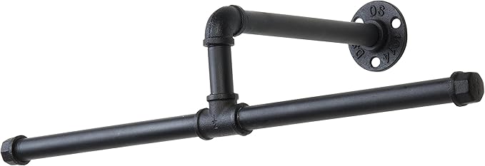 MyGift Matte Black Metal Hanging Clothes Rod, 20 Inch Industrial Pipe Garment Bar for Closet