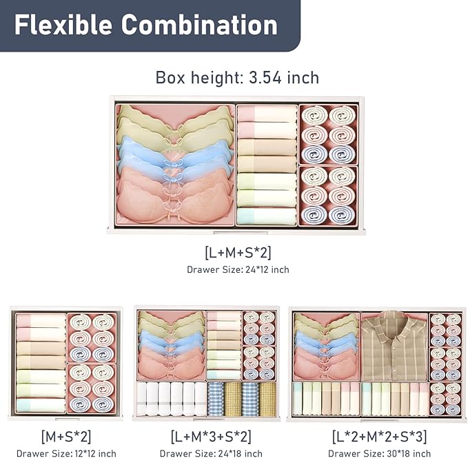 DIMJ Drawer Organizer Clothes - 30 Pack Baby Dresser Organizer for Nursery Closet Organization, Fabric Drawer Organizer Bins for Underwears Socks Bras, Foldable Storage Dividers for Bedroom