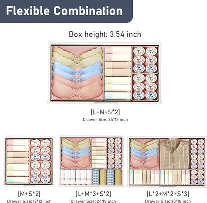 DIMJ Drawer Organizer Clothes - 30 Pack Baby Dresser Organizer for Nursery Closet Organization, Fabric Drawer Organizer Bins for Underwears Socks Bras, Foldable Storage Dividers for Bedroom