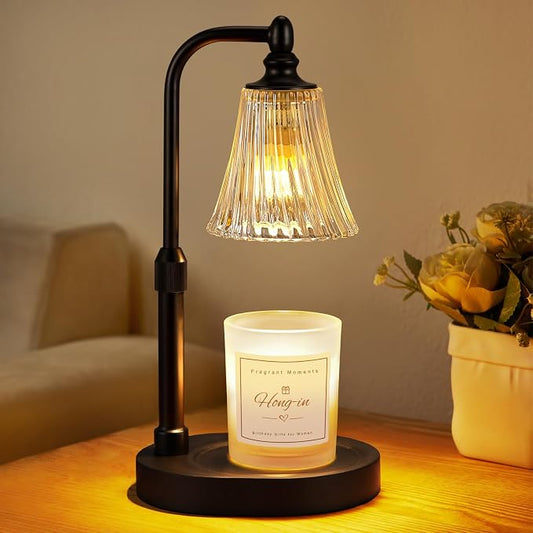 Hong-in Black Candle Warmer Lamp with Timer Dimmable,Birthday Gifts for Women,Adjustable Height Wax Melt Warmer for Jar Candles,House Warming Gifts New Home,Ideal for Office,Bedroom Home Decor