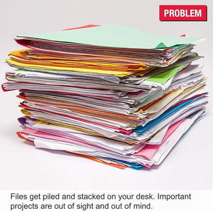 Ultimate Office StationMate Wall File Organizer, 5 Tier Vertical Mount Hanging File Sorter. Multi-Purpose Display Rack Includes 25, 5th-Cut PocketFile Project Files