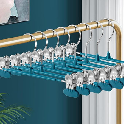 14Inch Clothes Pants Hangers with Wide Clips 20 Pack,Non-Slip Adjustable Skirt Hanger for Women,Space-Saving Heavy Duty Men Hangers for Pants,Trousers,Jeans,Shorts,Blue