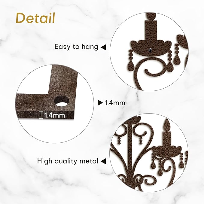 SIGNLEADER Metal Wall Decor Floral Chandelier Candle Minimalist Modern Abstract Wall Sculpture Hangings Home Decoration for Living Room, Bedroom, Bathroom, Kitchen, Outdoor - 30" Bronze