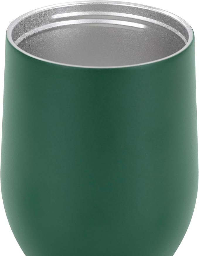 makerflo 12 oz Green Powder Coated Wine Tumbler with Leak-Proof Clear Lid - Pack of 25, Ideal for Craft and Personalization (Laser Engraving, UV DTF, Epoxy, and Vinyl)