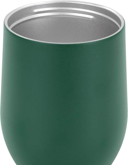 makerflo 12 oz Green Powder Coated Wine Tumbler with Leak-Proof Clear Lid - Pack of 25, Ideal for Craft and Personalization (Laser Engraving, UV DTF, Epoxy, and Vinyl)