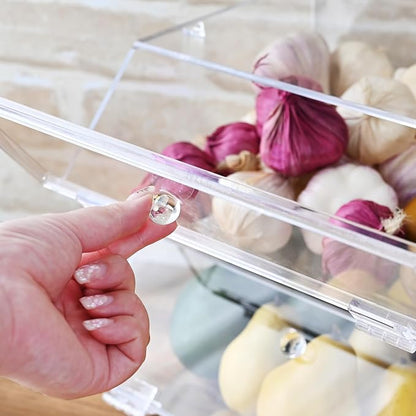 Ikee Design Acrylic Stackable Bakery Case Kitchen Pastry Container Display, Organizer Storage Holder Stand for Bagels, Bread and Muffins with A Hinged, Slanted Door, 11.75" W x 10.25" D x 5.5" H
