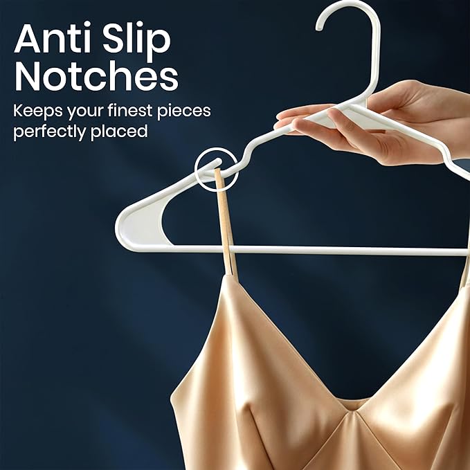 Utopia Home - Plastic Hangers 100 Pack - Space Saving Clothes Hanger - Durable and Strong Closet Organizers and Storage Makes It Ideal Stocking Stuffers or Apartment or Dorm Room Essentials (White)
