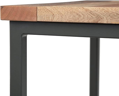 SIMPLIHOME Skyler End Table - 22 inch Wide Solid Mango Wood and Metal Side Table in Natural, Industrial Accent Table for Living Room or Bedroom with Open Storage Shelf, Assembled