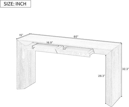 Modern Entryway Console Table 60-Inch Entryway Sofa Table with 2 Hidden Storage Drawers for Living Room Entrance Hallway Furniture, Easy Assembly (Natural)