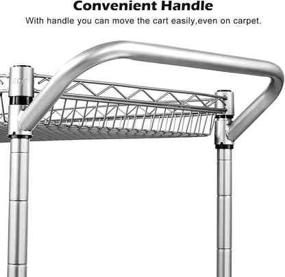 WDT Heavy Duty 2 Tier Rolling Cart, NSF Listed, 660Lbs Capacity, Commercial Grade Metal, 35.63"x18.1"x33.93"
