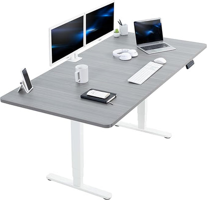 VIVO Electric 71 x 36 in Dual Motor Sit Stand Desk, Memory Height Adjustment, 2B Series, Dark Gray Top White Frame, DESK-KIT-2W7G-36