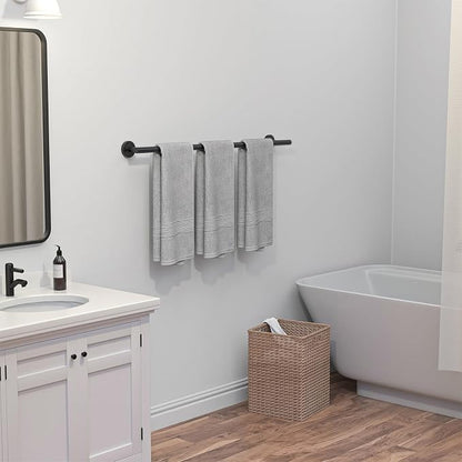 USHOWER Matte Black Bath Towel Bar, 30-Inch Towel Racks for Bathroom Wall-Mounted, SUS304 Stainless Steel Towel Rod (Total Length 32-Inch)