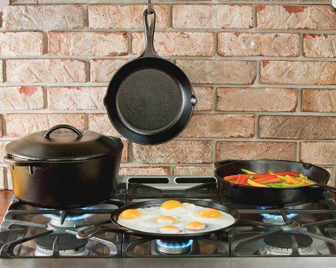 Lodge Seasoned Cast Iron Skillet - Quality Frying Pan for the Stove, Oven, Grill & Campfire - Includes Silicone Hot Handle Holder - Non-Toxic, Nonstick & Long-Lasting - 12 Inches