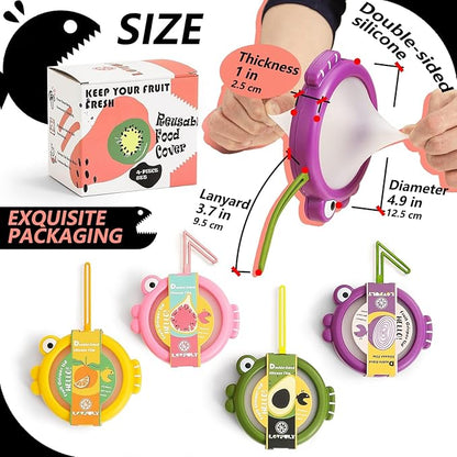 Onion Storage and Avocado Saver - 4-Piece Set Silicone Fruit Storage Box, Multifunctional and Perfect for Lemons, Cheese, Tomatoes, Potatoes, Garlic