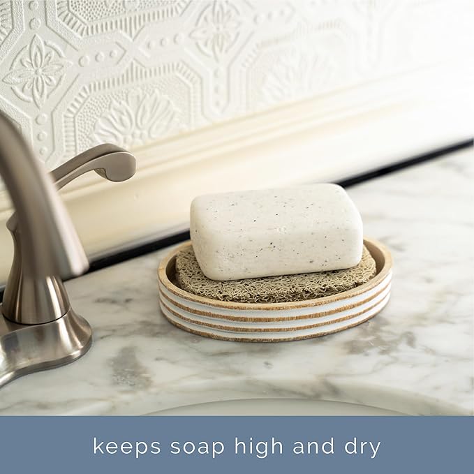 S&T INC. Bar Soap Holder for Kitchen, Bathroom, and Soap Dish, 4 Pack, Cream, 2.9 inches by 4.4 inches
