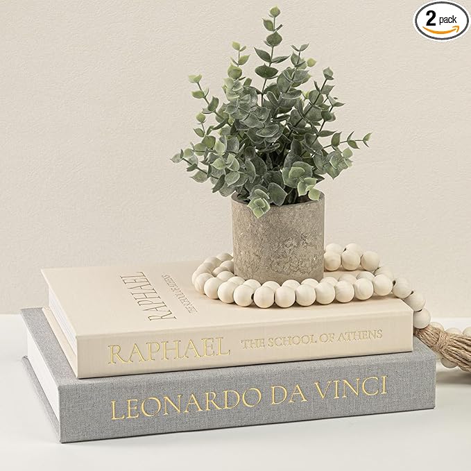 Upgraded Decorative Books for Home Decor - Coffee Table Faux Books for Decoration, Linen Fake Book Storage Box for Entryway, Bookshelf, Modern, Boho, Farmhouse & Neutral Aesthetic Decor, Set of 2