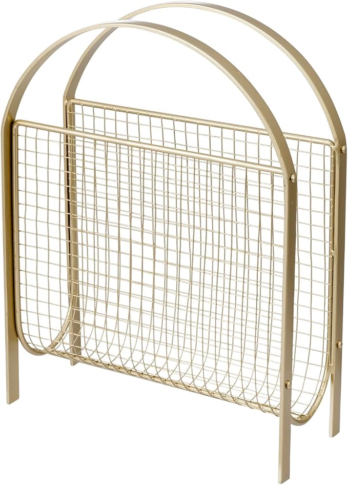 MyGift Magazine Rack, Floor Freestanding Magazine Holder for Bathroom Bedroom Office, Books Newspapers File Mail Organizer, Mid Century Modern Decor Wire Storage for Tablets and Documents