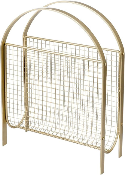 MyGift Magazine Rack, Floor Freestanding Magazine Holder for Bathroom Bedroom Office, Books Newspapers File Mail Organizer, Mid Century Modern Decor Wire Storage for Tablets and Documents