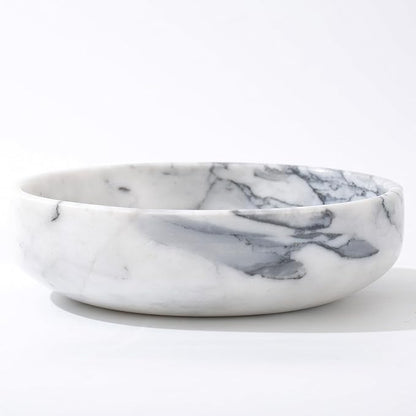 6.7" Decorative Bowl - Natural Marble Key Bowl & Centerpiece (White & Grey)