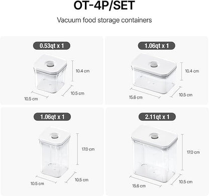 VAKUEN Premium Airtight Food Storage Containers 4-piece/Set, BPA Free, 100% Leak Proof, Keep food fresh up to 5 times longer than non-vacuum storage