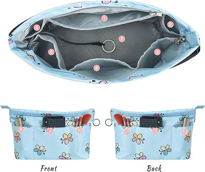Vercord Premium Nylon Purse Organizer Tote Handbag Insert Organizers Bag in Bag Zipper 13 Pockets 5 Sizes